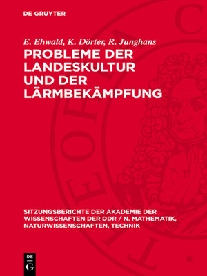 cover image of Probleme der Landeskultur und der Lärmbekämpfung